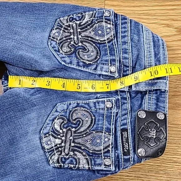 MISS ME VITAGE 10x26 GIRLS JK7066S2 SKINNY, MEDIUM FADED WASH DENIM BLUE JEANS - Picture 2 of 8